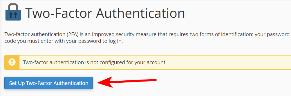 Chọn Set up Two-Factor Authentication
